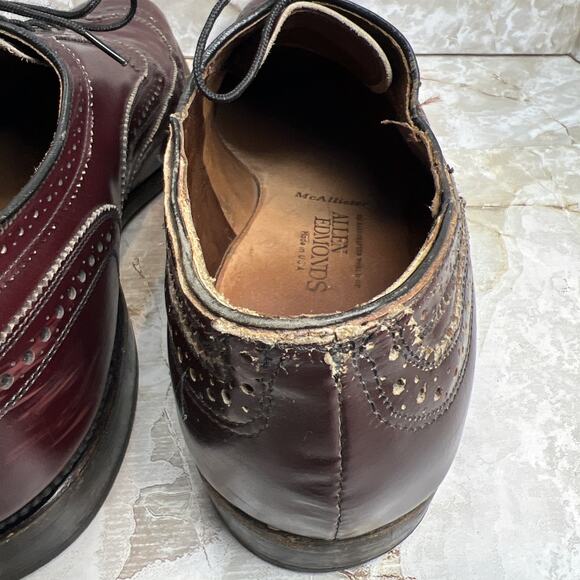 Allen Edmonds McAllister Wingtip Burgundy Oxford Shoes Men\'s Size 12D 6275